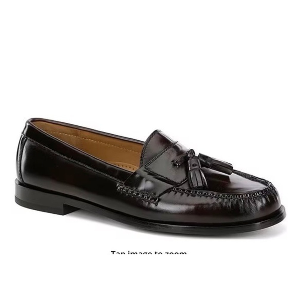 Cole Haan Mens Black Leather Kiltie Tassel Loafers 10 D Dress Shoes